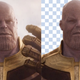 A la izquierda: Thanos en Avengers: Infinity War. A la derecha: la misma imagen sin el fondo detrás de Thanos.